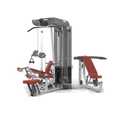 3-х стековая мультистанция с тяговой колонной Aerofit ES3000+ES3000OPT Данное оборудование является сочетанием пяти тренажёров. На этой системе можно работать в следующих направлениях: жим от груди и плеч в разных позициях, разгибание и сгибание ног, тяга гребная, тяга сверху, тяговая колонна в различных положениях.
