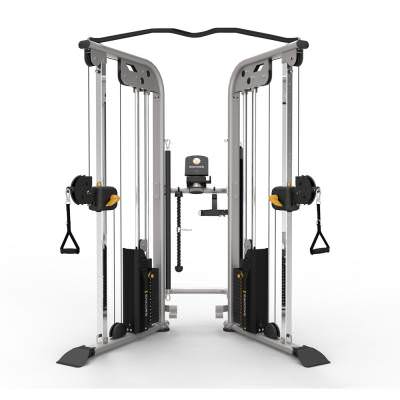 Двойная регулруемая тяга с опциональным полным зачехлением Aerofit ES9030 Комплектация тренажера: тяговой ремень, две рукоятки для выполнения тяги одной рукой, длинный тяговой гриф, манжет для ног, канат для трицепса.

К комплекту прилагаются иллюстрированные инструкции с рекомендациями по правильному выполнению упражнений.

Тренажёр оснащён специальным отделом для личных вещей &ndash; полотенца, ёмкости с водой и iPad.
